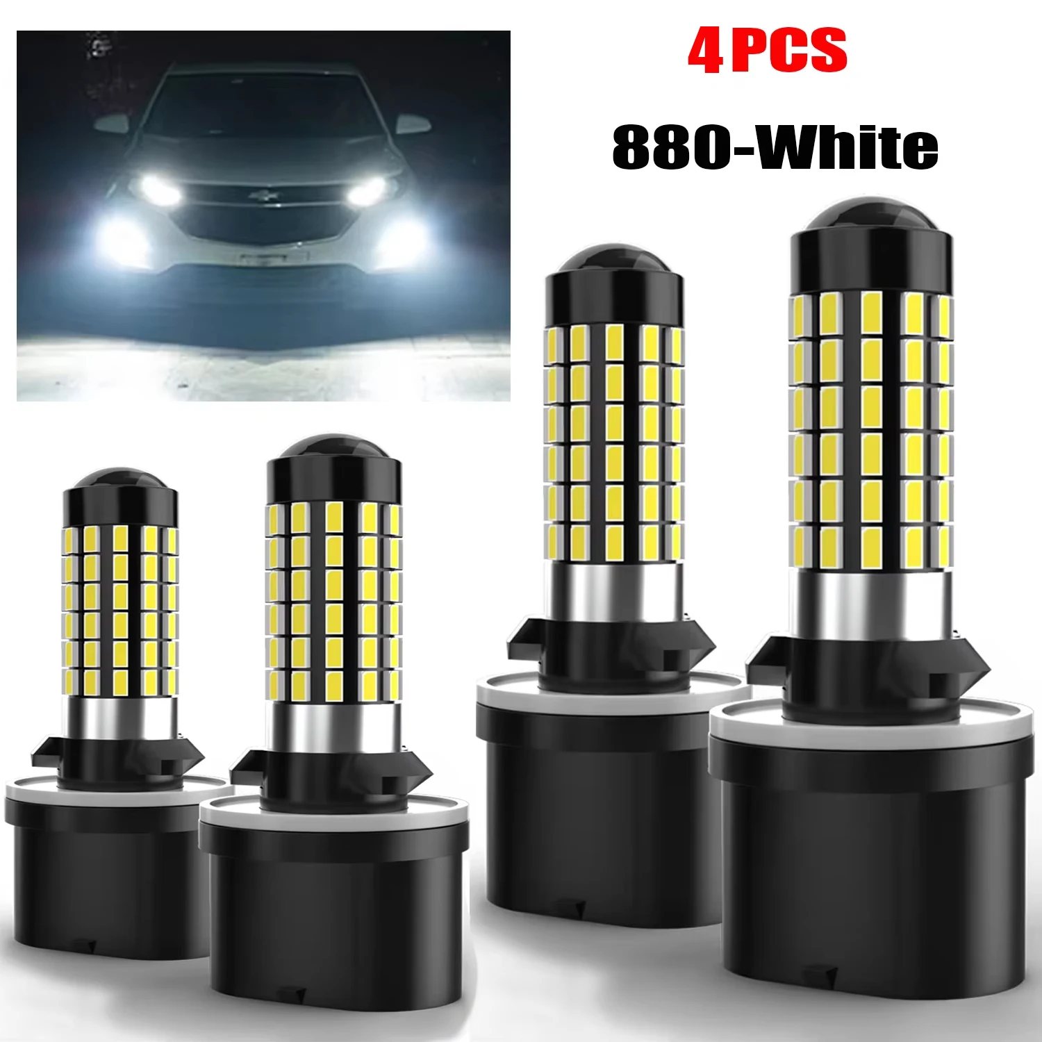 4pcs 880 H27W/1 H27 LED Headlight Bulbs Error Free Plug and Play For Kia Sportage SL 2010~2023 Copper Tube Heat Dissipation