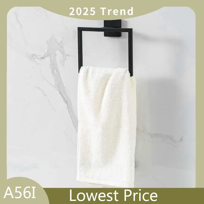 

ABDD Stainless Steel Square Towel Ring Bathroom Rack Towel Rack Hook Bathroom Hardware Storage Accessories 16X13mm