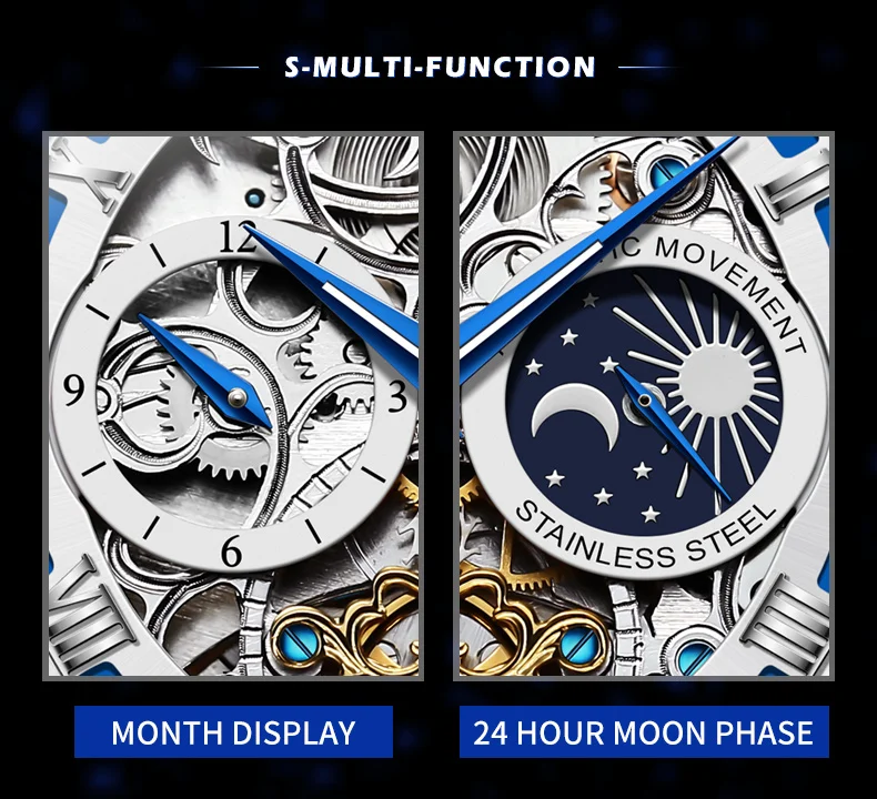 OLEVS-reloj mecánico automático para hombre, cronógrafo de pulsera de alta gama, resistente al agua, luminoso, a la moda, 6670