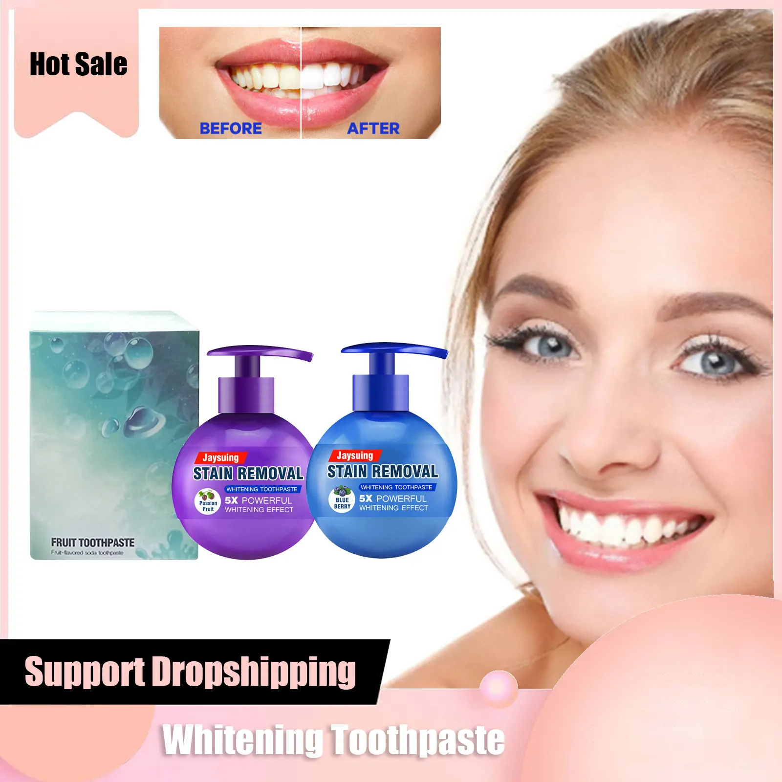 

Whitening Toothpaste Yellow Teeth Bleaching Remove Plaque Stains Fresh Breath Oral Hygiene Cleaning Baking Soda Teeth Whitener