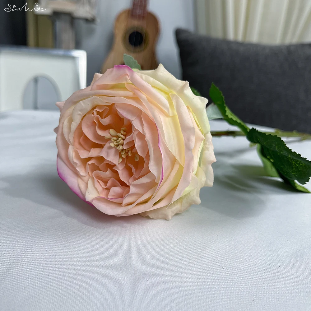 SunMade Real Touch Big Rose Zweig Künstliche Blumen für Home Zimmer Dekor Wohnzimmer Dekoration Flores Artificales Hochzeit 3