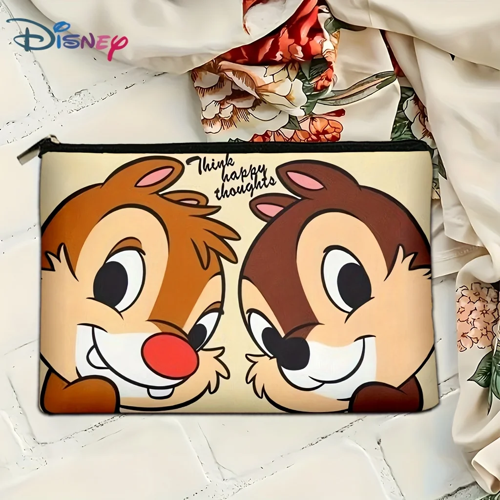 Bolsa de cosméticos Disney Chip'N Dale de 1 pieza, bonita bolsa multifuncional con cremallera para mujer, bolsa de almacenamiento de joyas, bolsa de almacenamiento con cremallera de viaje perfecta, regalo de cumpleaños divertido