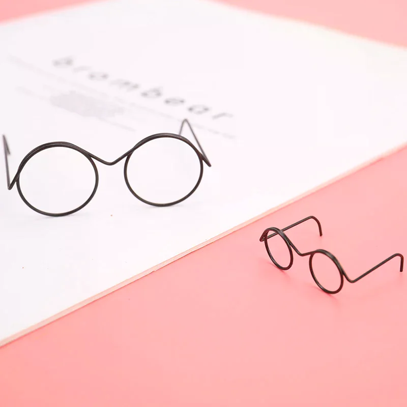 Fashion Round Frame Lensless Retro Cool Doll Glasses For Doll Accessories Pretend Play Dress Up And Dollhouse Decoration Props