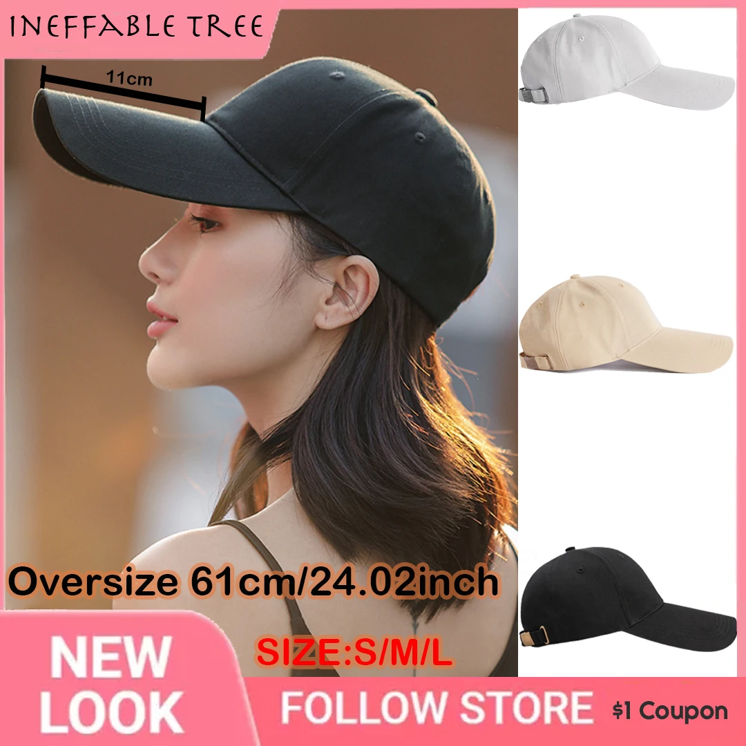 

S/M/L Oversize Big Size Baseball Hats for Women Man Hard Cotton Dad Curved Peak Sun Sport Caps HipHop Snapback Hat Gorras Hombre