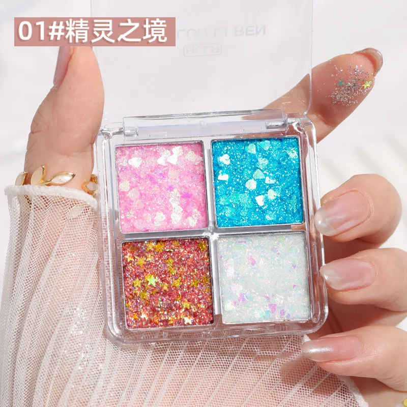 Trucco scenico con paillettes a quattro colori Speciale lucido Super Glitter Gel Glitter Ombretto per trucco celebrità Internet per ragazza di vendita calda