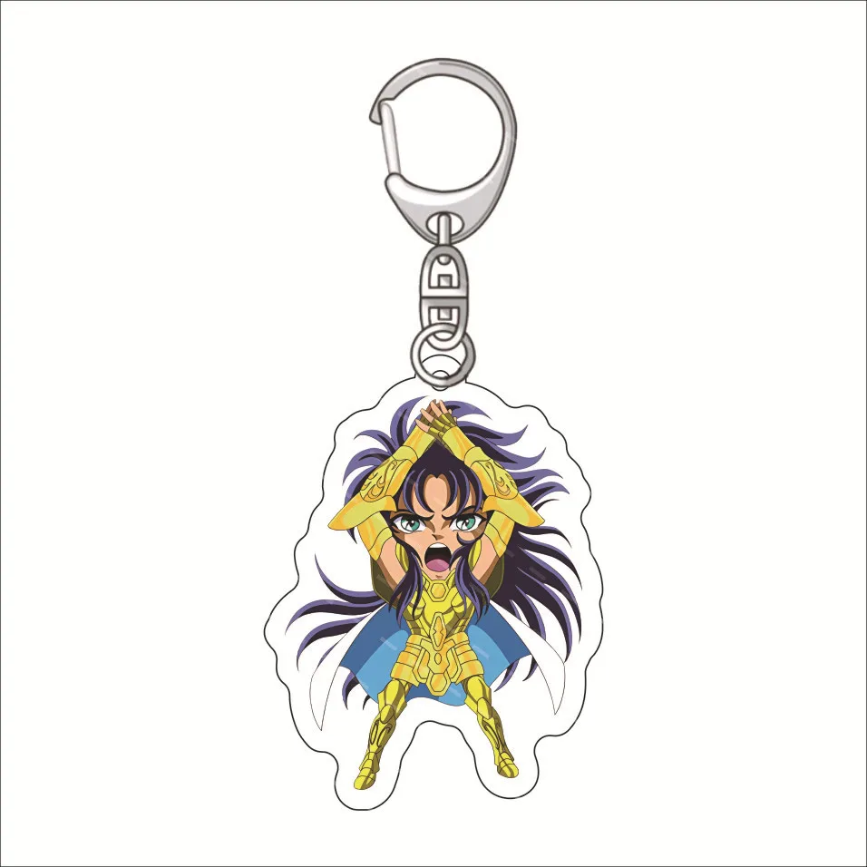 6CM Anime Saint Seiya Figures Saori Kido Hyoga Phoenix Ikki Cosplay Acrylic Keychains Cute Cartoon Bag Accessories Fans Gifts