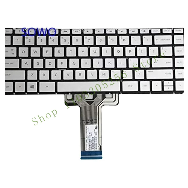 WYORESY US Laptops Keyboard with Backlit for HP Pavilion X360 14-BA 14T-BA 14M-BA 14-BS/BW/BF 14m-CD 14m-DH 14m-CF 14-DK Silver