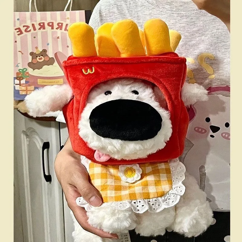 34cm dos desenhos animados bonito nariz grande cão de pelúcia boneca plushies batatas fritas filhote de cachorro boneca crianças conforto travesseiro presente aniversário natal