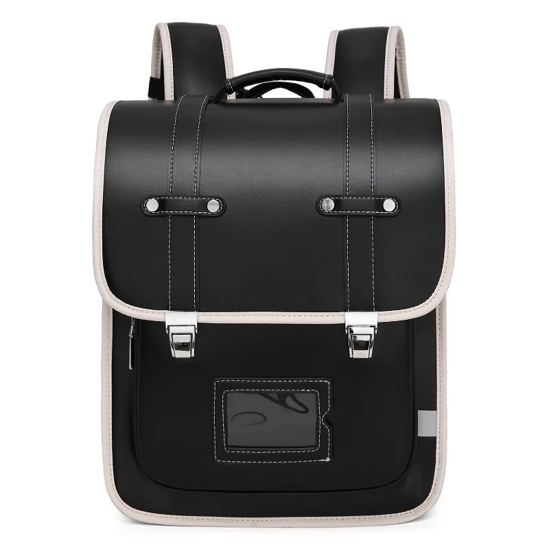 Luxury British Kid Backpack Primary Student Schoolbags PU Leather Waterproof Spine Protection Rucksack Boy Girl Durable Book Bag