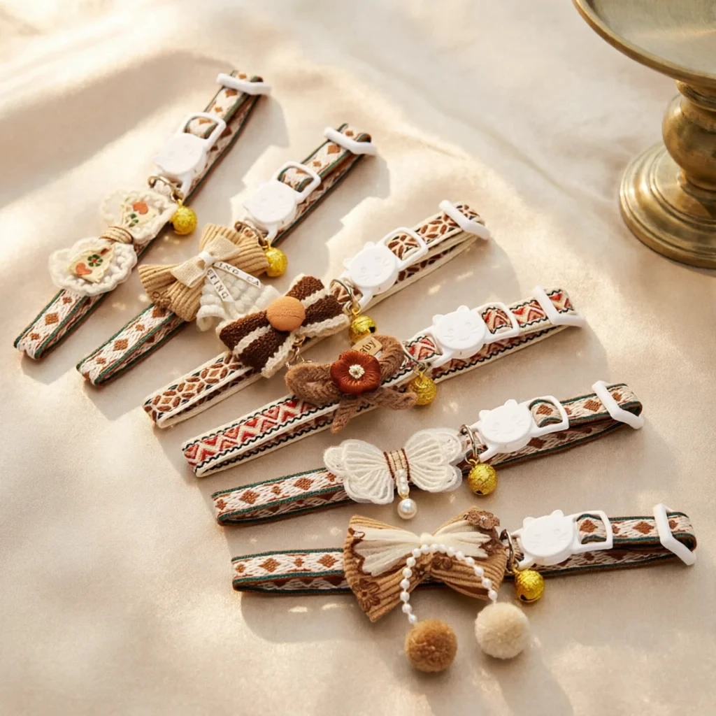 Adjustable Pet Collars for Cats And Dogs 8 Colorful Necklaces with Bells Cute Versatile Accessory for Parties Beautiful Pet