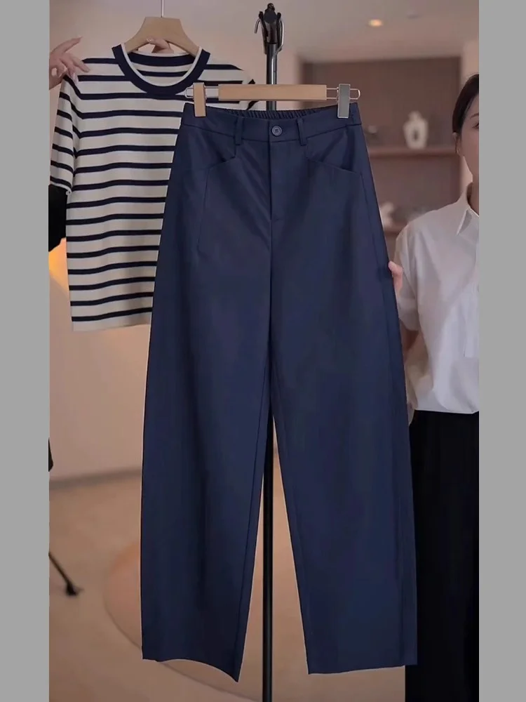 

plus Size k Blue Scythe Pants Women's Faion Autumn New Sle Loose Slimming Wide Leg Pants High Waist Commute Sle