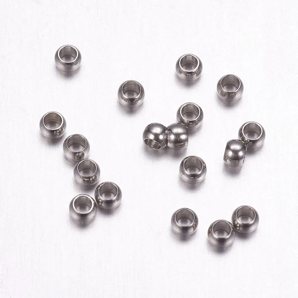 500pcs Rondelle 316 Surgical Stainless Steel Crimp Beads Stopper End Beads For Bracelet Necklace Jewelry Making DIY Findings 2mm