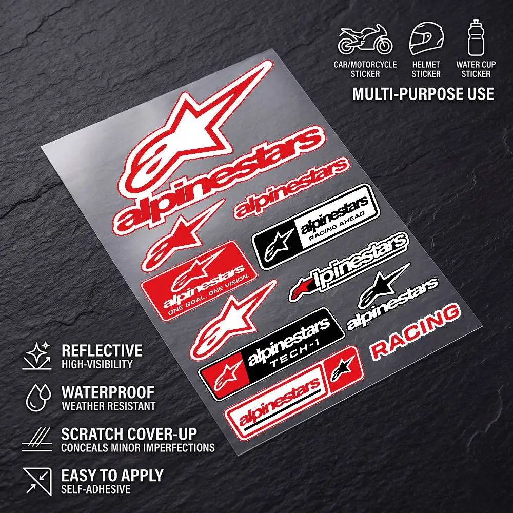 A-lpinesT-A-rs Long Lasting Waterproof Reflective Sticker Scratch Conceal Fit Motorcycle Car Helmet Fridge Decals