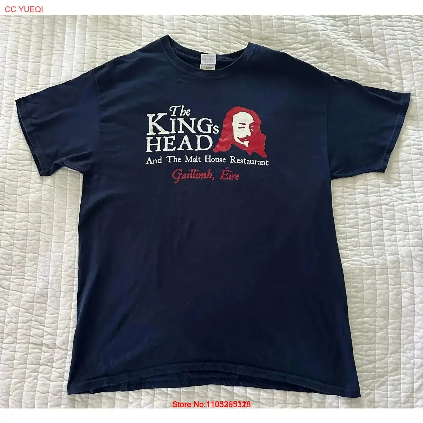 THE KINGS HEAD Adult T Shirt Galway Ireland Restaurant Pub Crewneck Logo LARGE vintage Washed Versatile Casual designer clothes