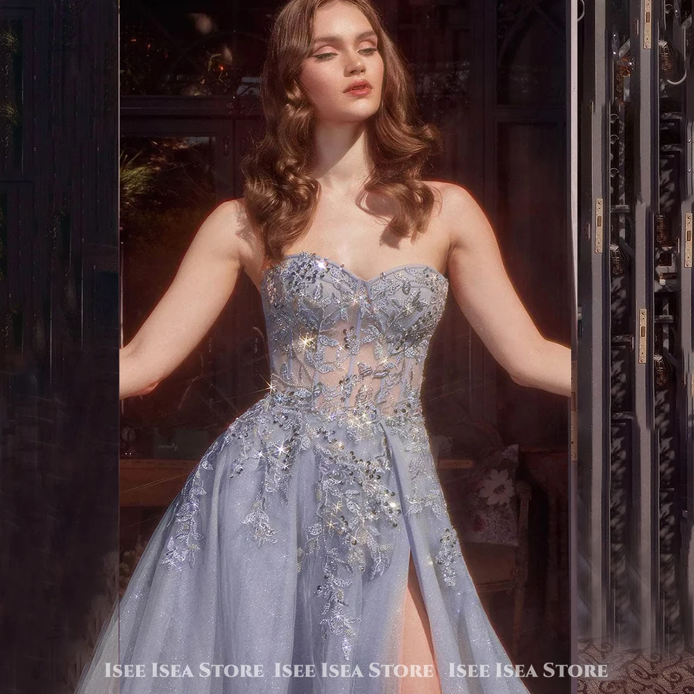 ชุดราตรีที่สวยหรูทูลกลิตเตอร์ فساتين سهرات Strapless A-Line โอกาสพิเศษชุดราตรี 2025 ที่กำหนดเอง