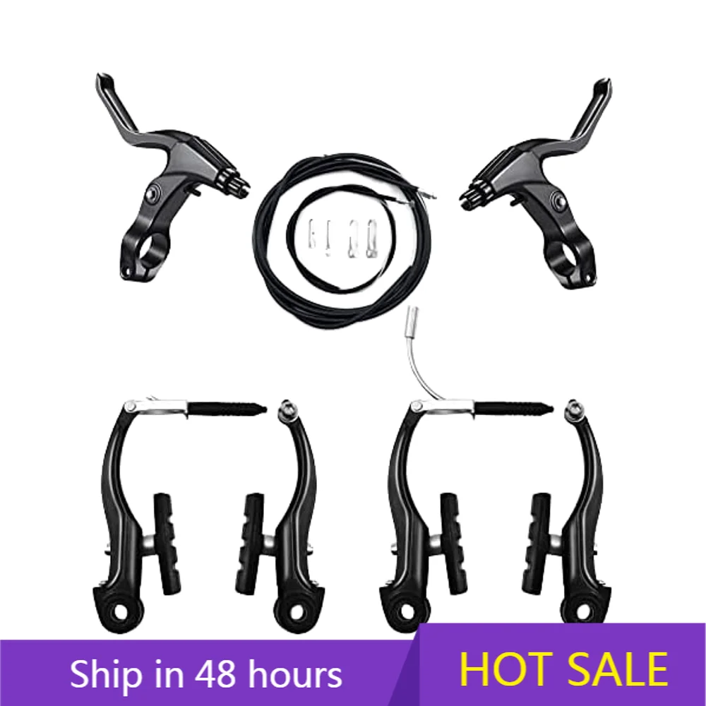 

YTYIN V-Type Complete Universal Bike Brake Set Front Rear MTB Bicycle Brakes Inner Outer Cables Pads Includes Brakes Lever Calip