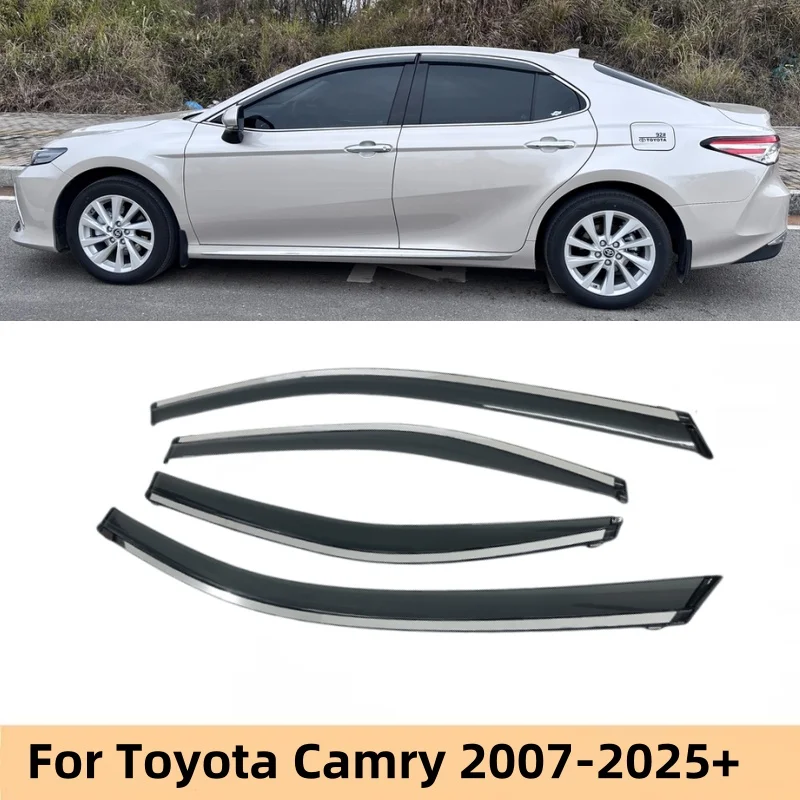 

For Toyota Camry 2007-2025 2024 Car Styling Accessories Window Visor Deflector Window Rain Guard Cover Stainless Steel Trim