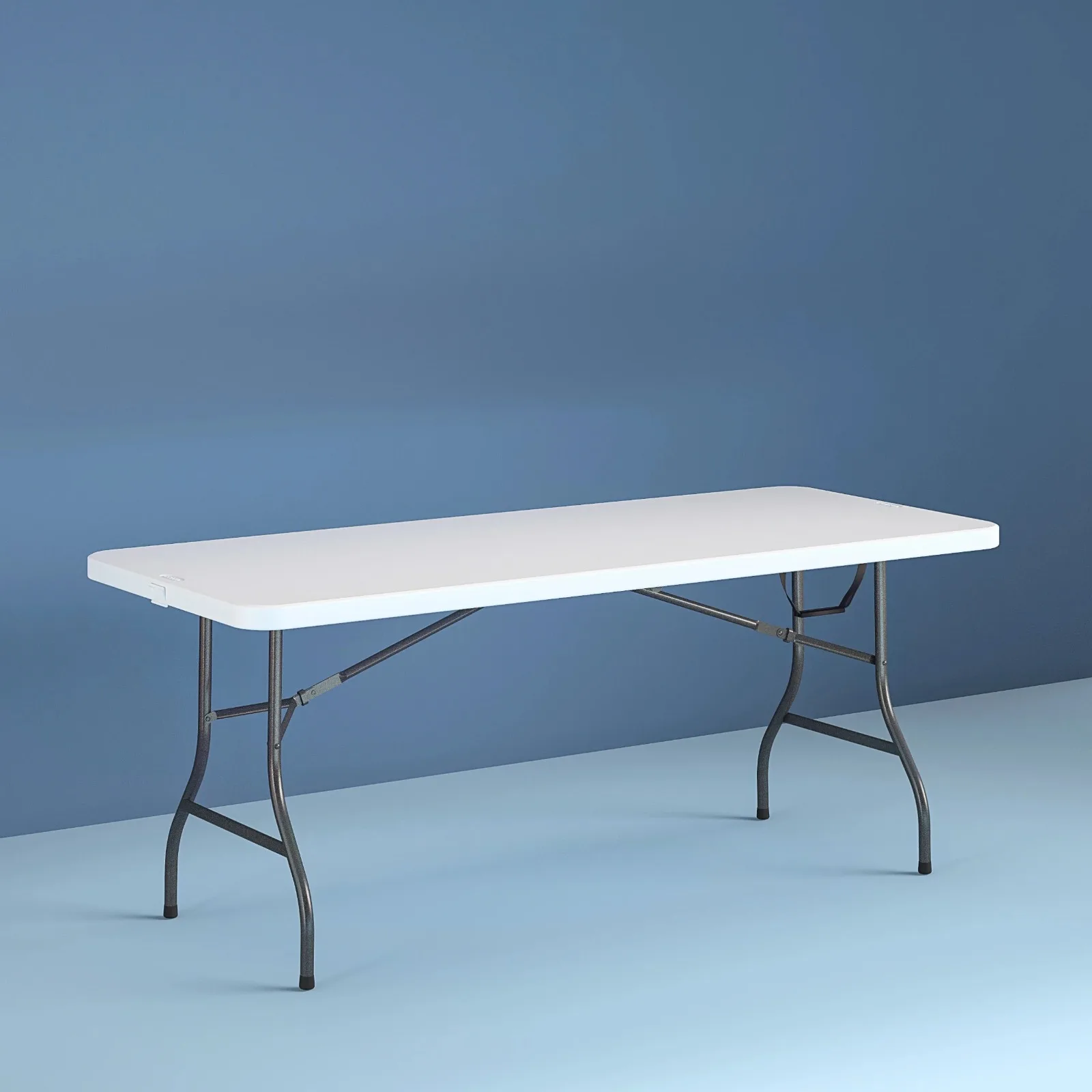 

US 8 Foot Centerfold Folding Table, WhiteMoisture proof top for weather resistanceFully molded top Easy to clean surface