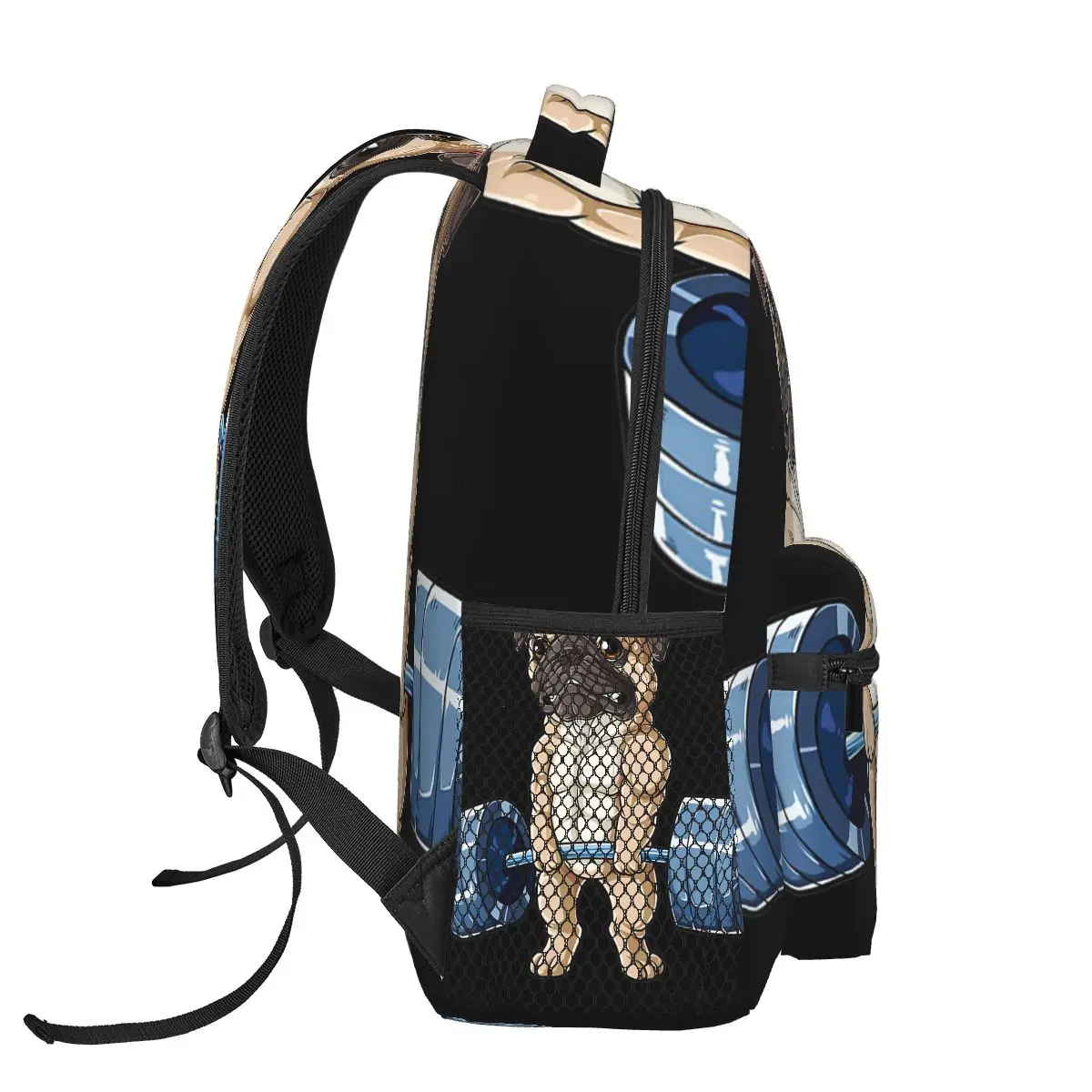 Monster Pug Dog Weightlifting Exercise Fitness Gym Workout Casual Backpack Unisex Students Leisure Travel Computer Backpack