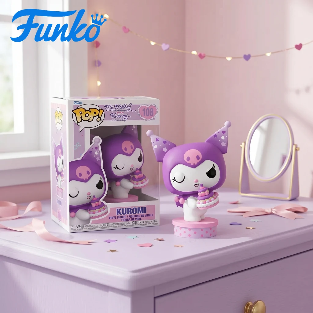 Figura de Vinilo de Kuromi Estilo Regalo de Funko Sanrio - Muñeca Adorable en Pose Decorativa - Regalo para Fiestas y Cumpleaños