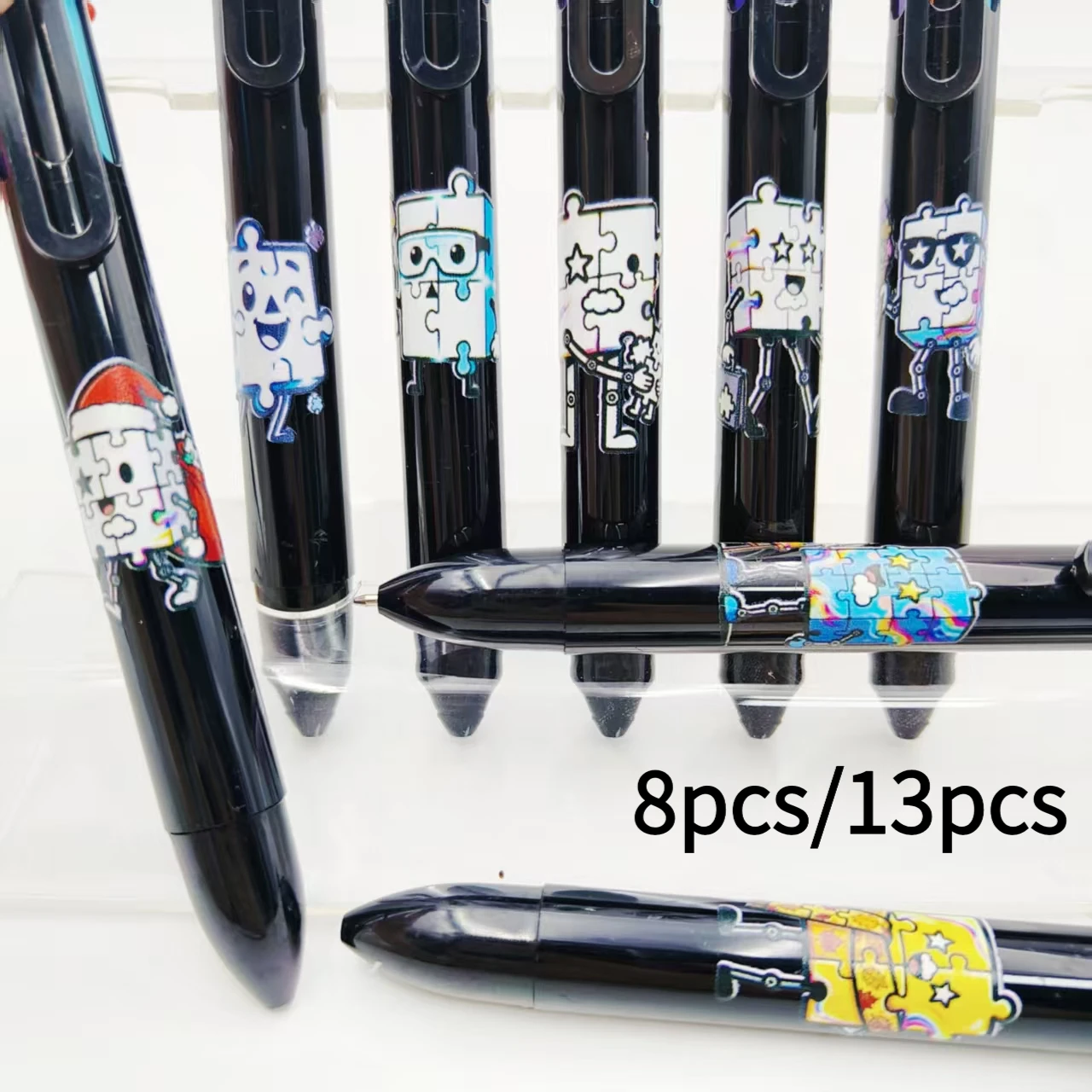 

8pcs/13pcs autism theme pattern 6-in-1 multicolor black series gift multicolor ballpoint pen
