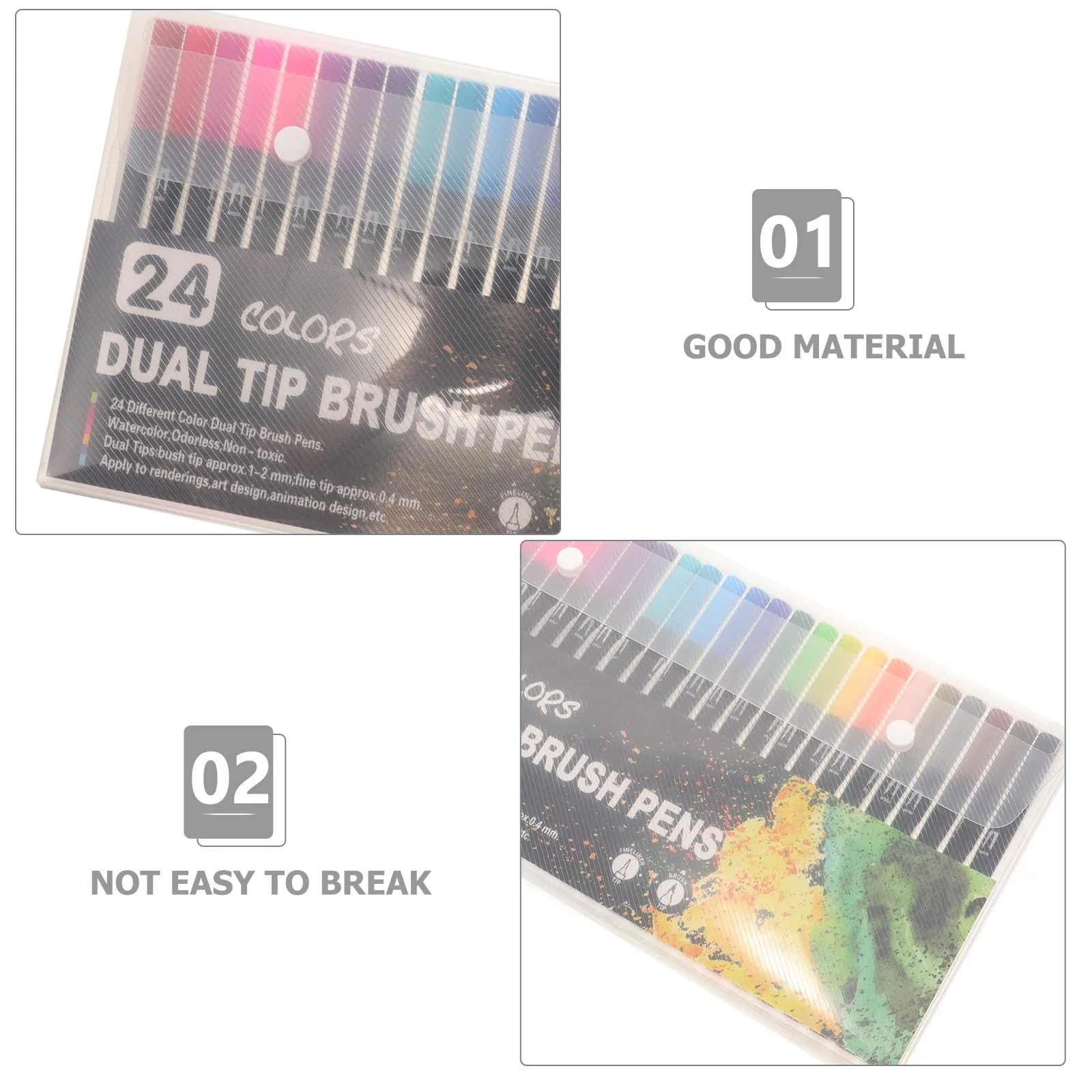 

24Pcs Art Paint Markers Pens Double Ended Design for Writing Drawing on Plastic Paper Cloth DIY Crafts Birthday