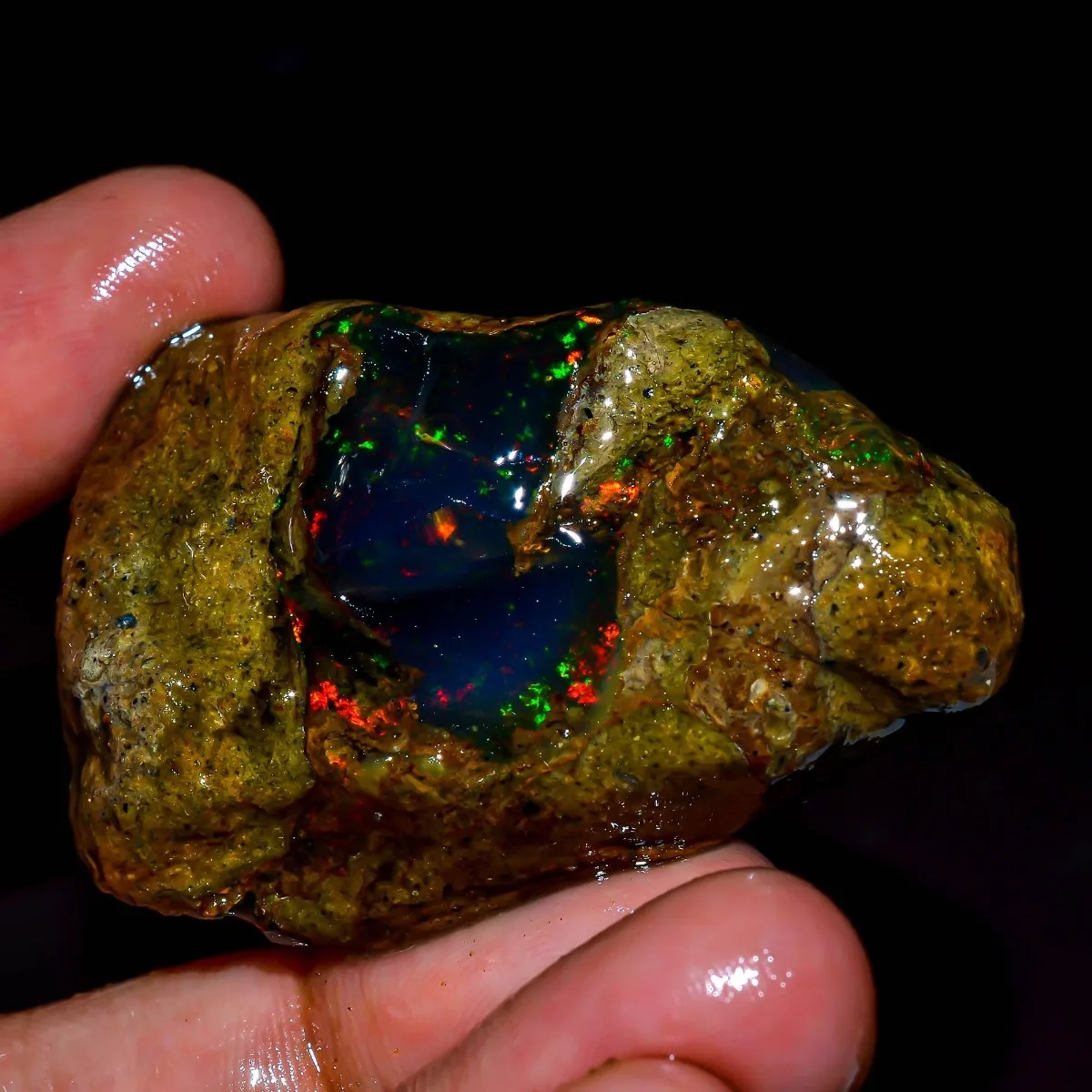 Natural Ethiopian Opal Large Rough 25-80CT Raw Fire Opal Loose Gemstone Rainbow Flash Collector Stone Randomly Selected One