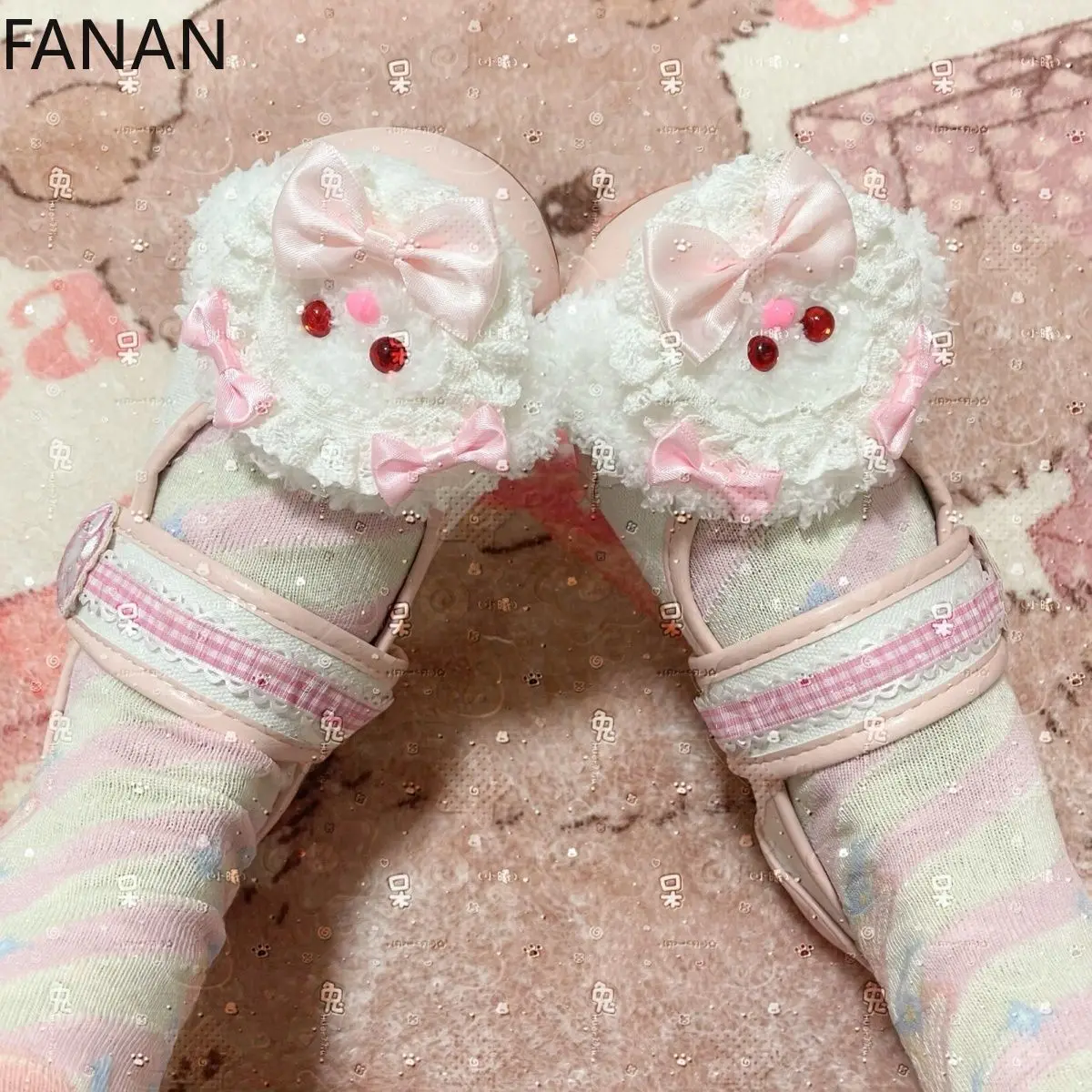 

Kawaii Lolita Low Heel Pumps Women's Shoes Jk Uniform Flats Removable Shoes Clips Cartoon Original Handmade Princess Shoes