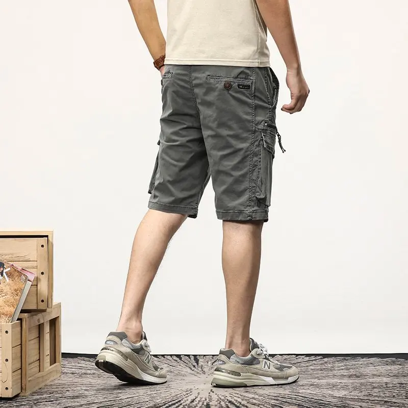Men Multi Pocket Cargo Shorts Elastic Drawstring Waist Summer Fishing Hiking Camping Holiday Travel Halloween Work Shorts9386