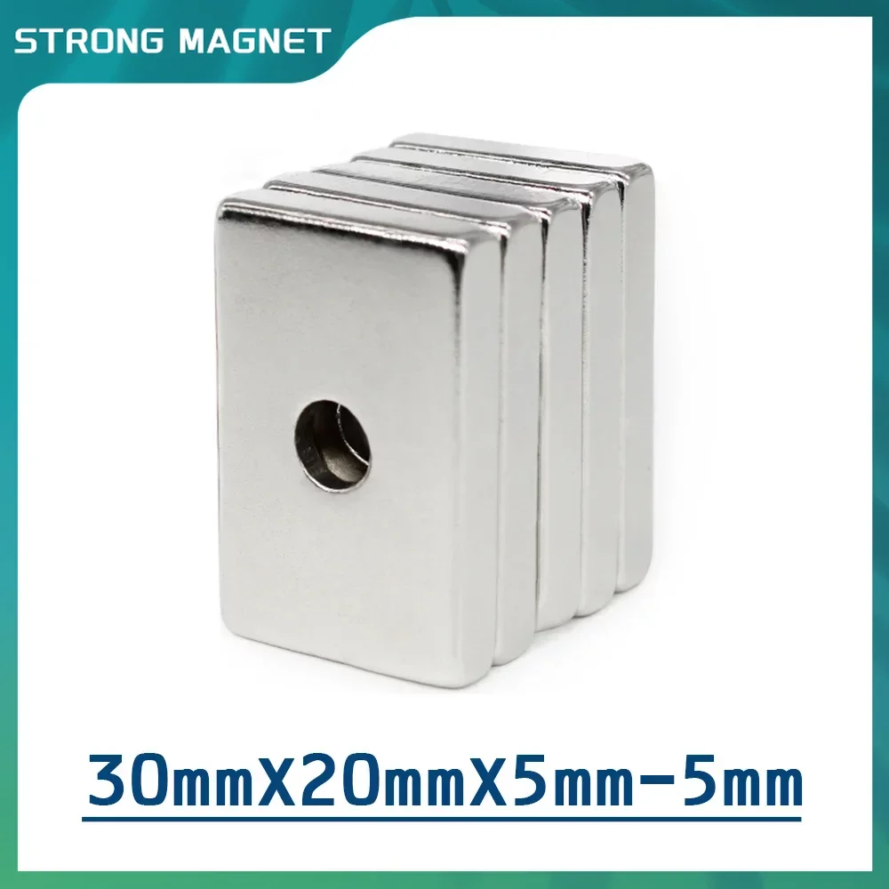 

2/5/10/15/20PCS 30*20*5-5mm Countersunk SquareMagnet 30x20x5-5mm Block Strong Hole 5mm Rare Earth Neodymium Magnet 30x20x5-5mm