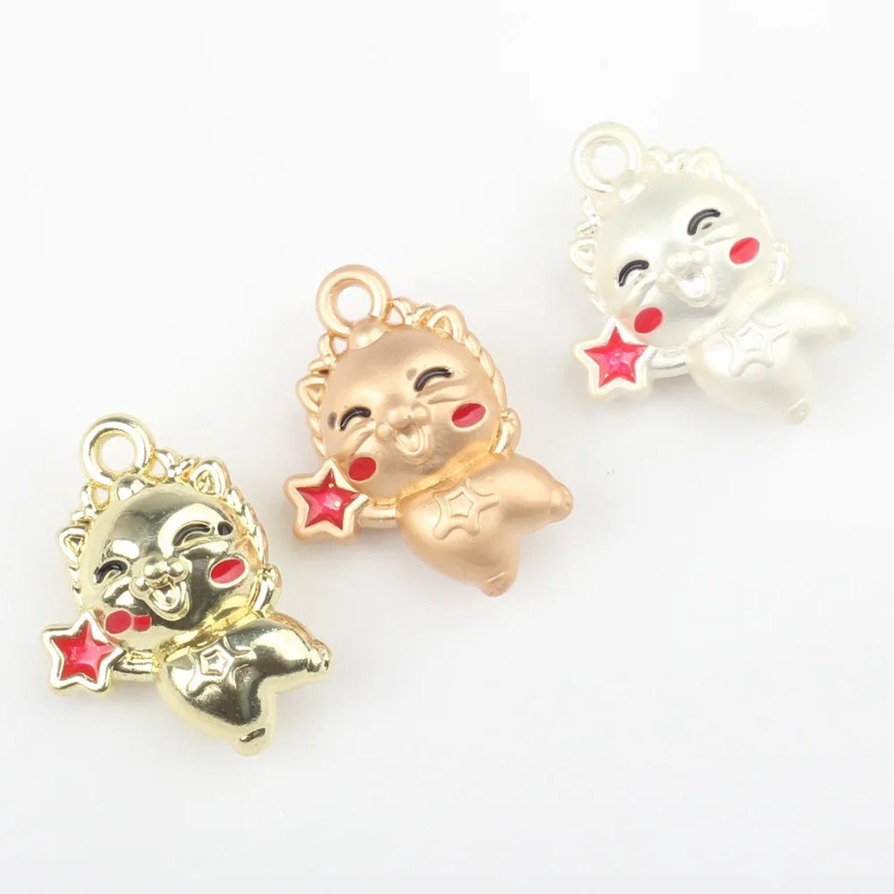 10 Pieces/Bag Simplicity Alloy Spray Paint drip oil star kitten pendant DIY Bracelet Necklace Jewelry Accessories