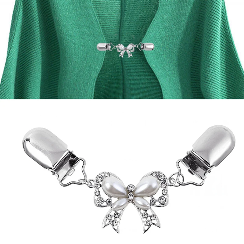 Fashion Bow Cardigan Sweater Blouse Pin Shawl Brooch Clips Duck Scarf Clasps