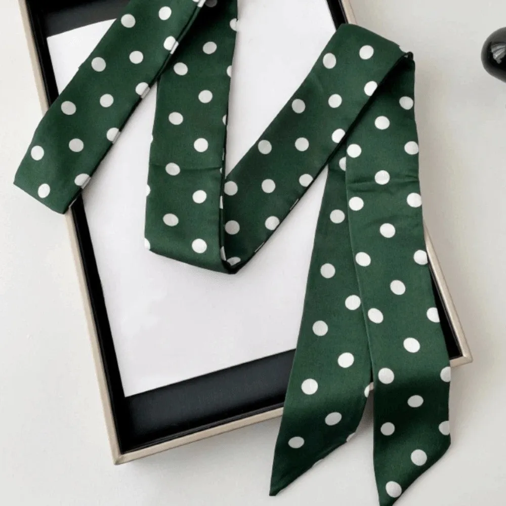 

Luxury Ribbon Polka Dot Scarf Printed Retro Scarf Headband Hair Accessories Neckerchief Long Scarves Head Scarf