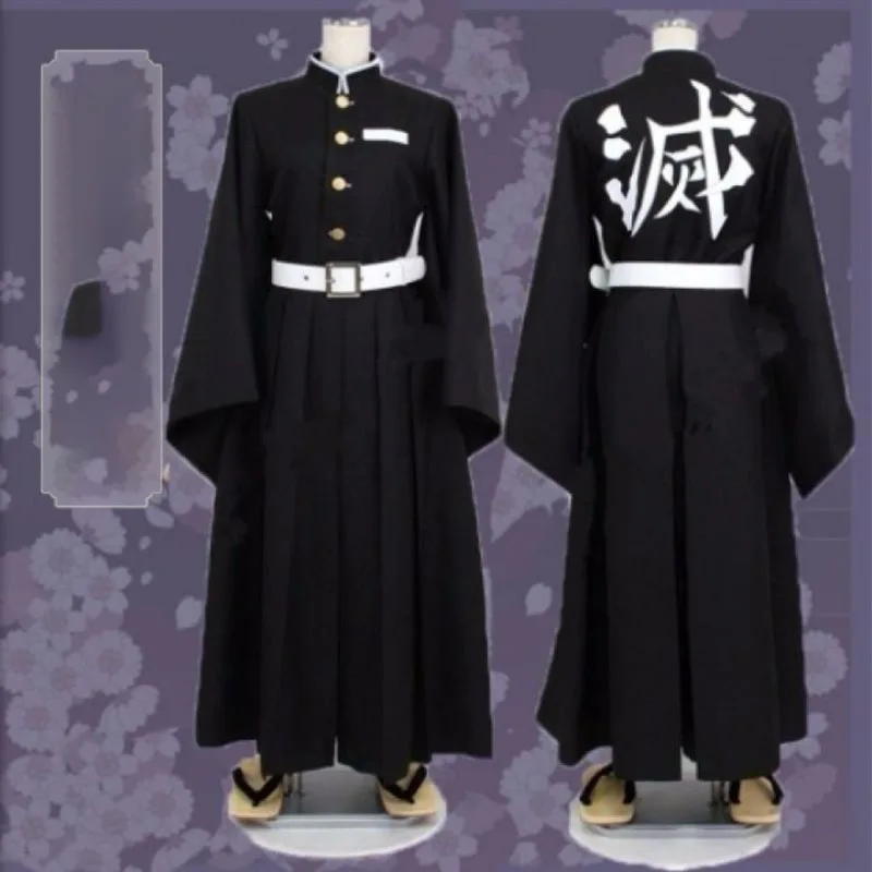 Demon Slayer Tokito Muichiro Cosplay Costume Kisatsutai Corps Uniform Black Outfit With White Belt Anime Halloween Carnival Suit