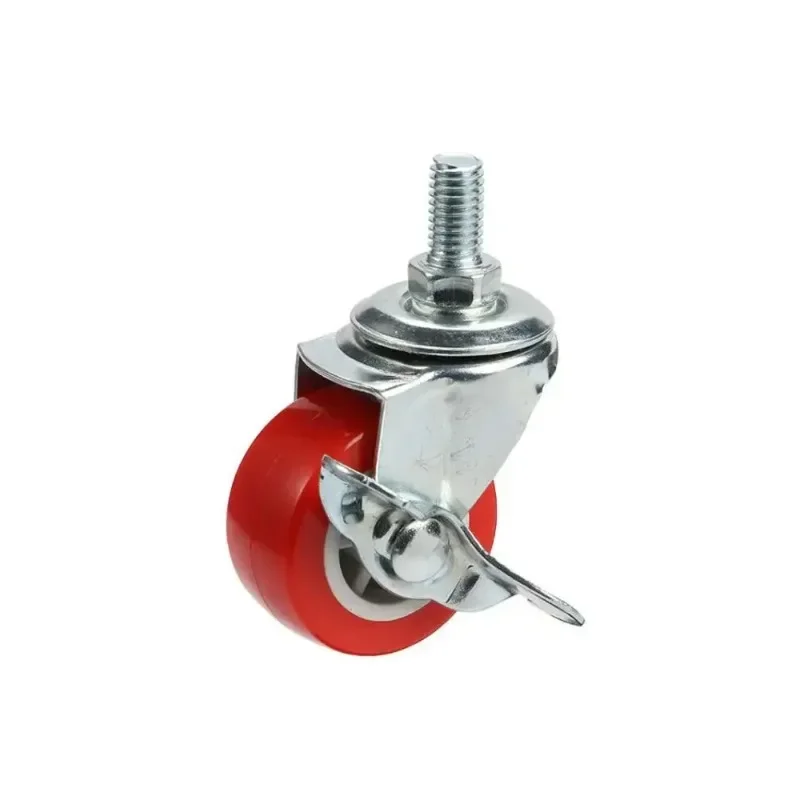 4 Pcs 1.5'' Pvc Screw Side Brake Universal Wheel Furniture / Jewelry Display Rack Caster Red/Black 6