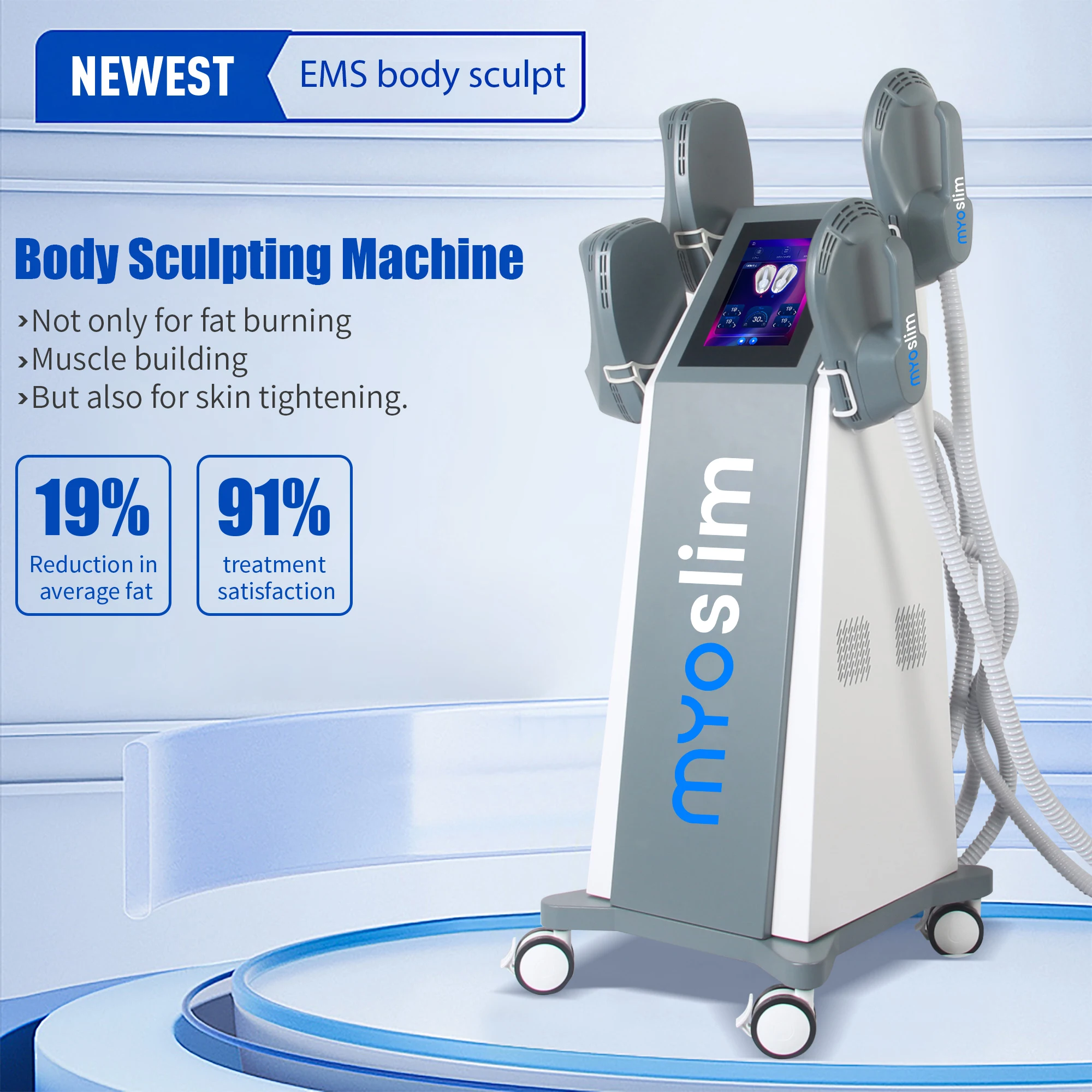 RF EMS Body Sculpt Machine EMT+EMS Slimming Electromagnetic MYOslim 4 Handle Muscle Stimulator Fat Burning Skin Tightening Waist Weight Loss