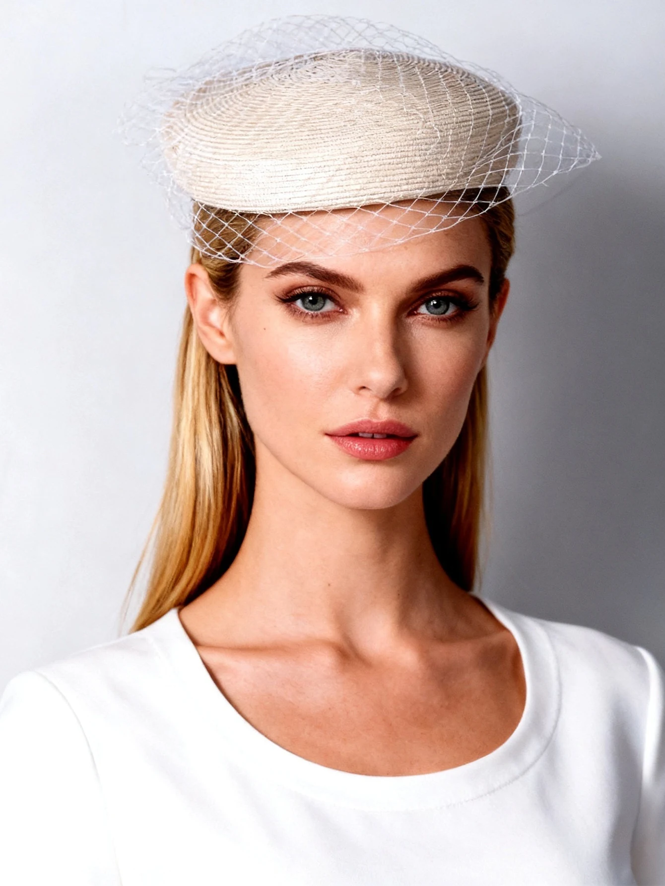 Elegant Champagne Straw Fascinator Hat with Veil for Women - Perfect Accessory for Wedding Church Bridal Tea Party Formal