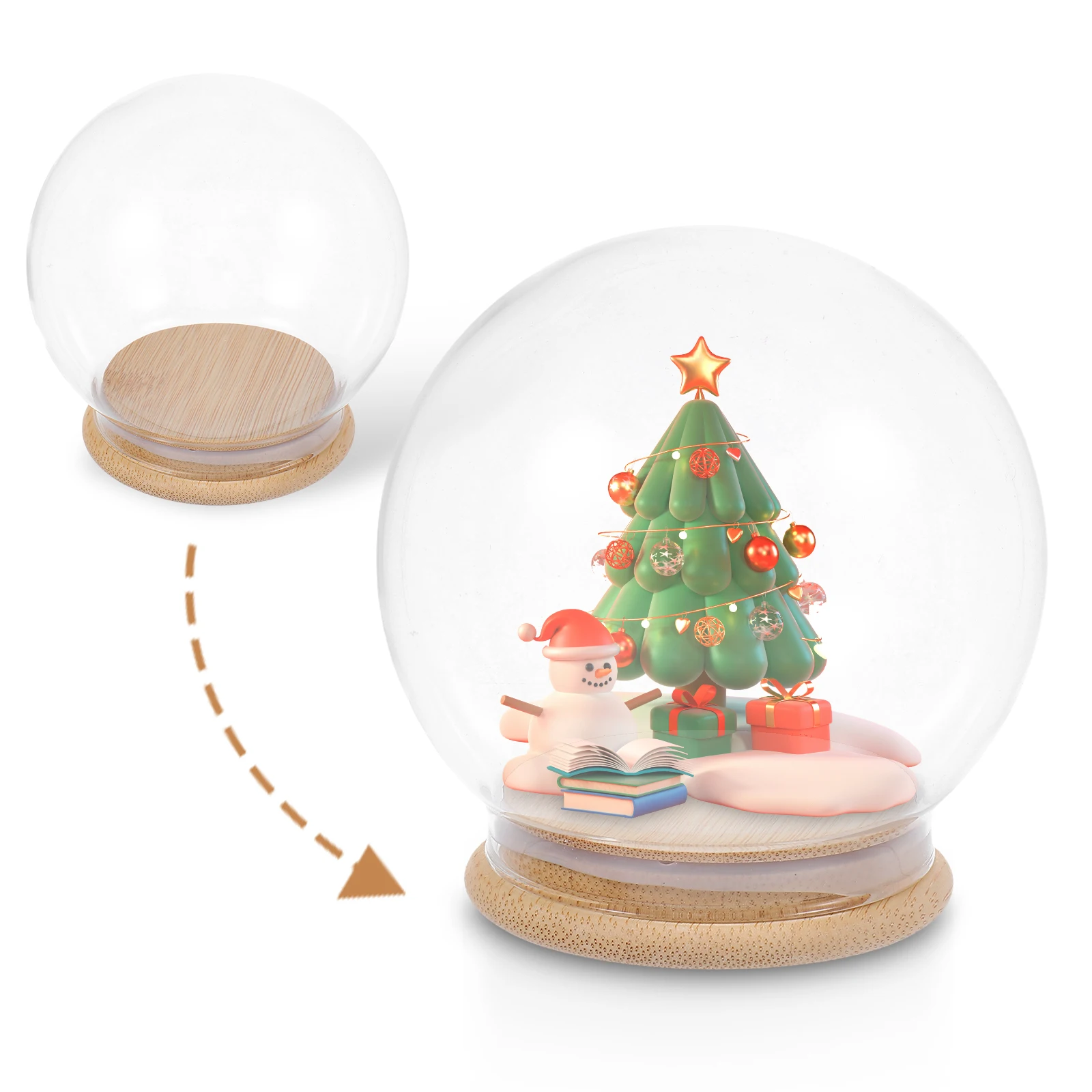 

100mm Transparent Christmas Balls Diy Snow Globe Eternal Flower Display Case Clear Glass Dome Snow Globe Tumbler Snowball