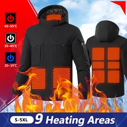 9 Areas Heated Jackets Outdoor Sportswear Windproof Washable Warm Sports Coats Washable Bodywarmer Heated Down Jacket Winter