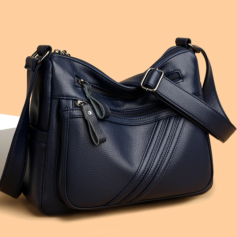 

Luxury Soft Leather Handbags Designer Retro Crossbody Bags for Women 2024 New Large Capacity Ladies Shoulder Messenger Bag