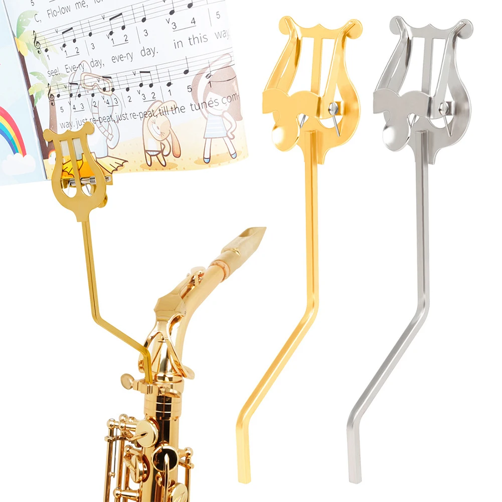 Metal Sheet Music Holder Sax Baritone Portable Marching Sheet Music Stand Musical Instrument Accessories for Alto/Tenor Sax