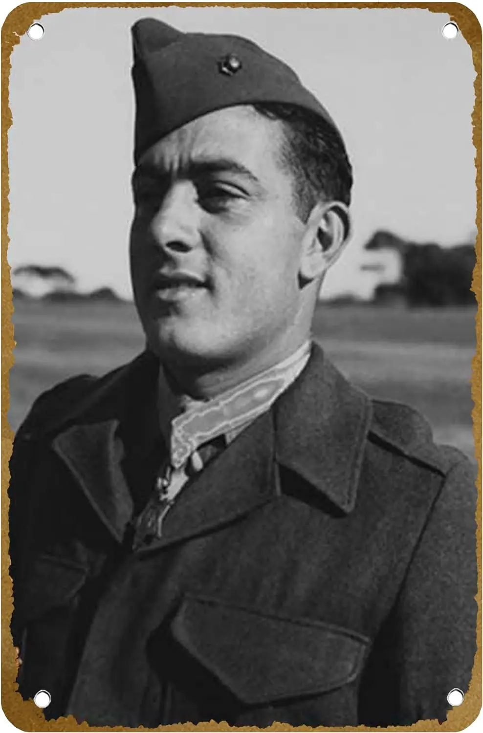 Gunnery Sergeant John Basilone (close up) by John Parrot/Stocktrek Images Poster Vintage Metal Tin sign Logo Family Club Bar Caf