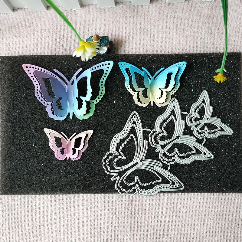 New 3 Pcs Three-dimensional Butterfly metal cutting die mould scrapbook decoration embossed photo album decoration card making