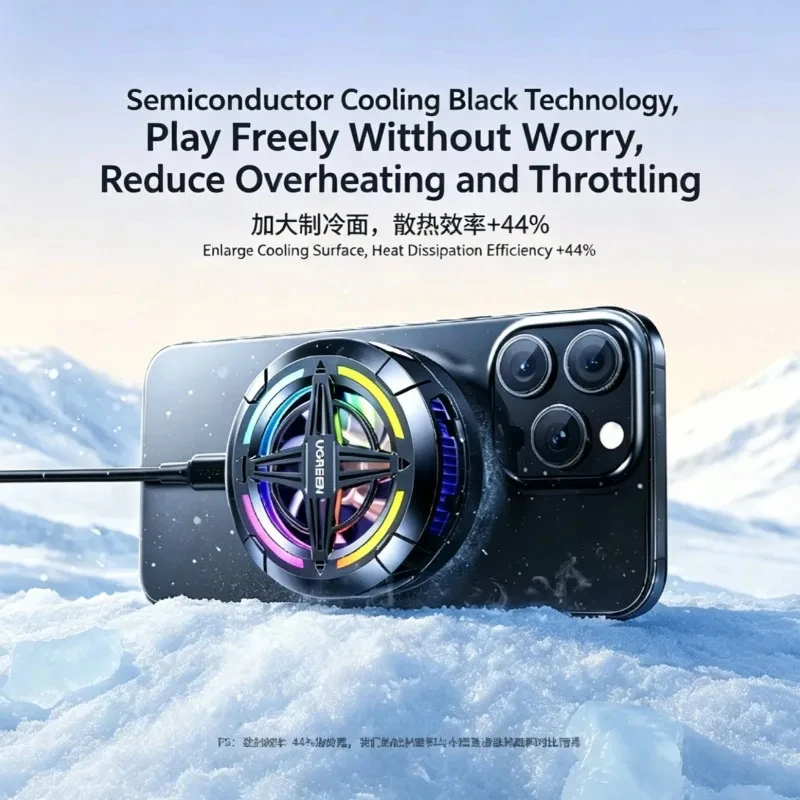 NEW UGREEN LP1012 36mm TEC 30W Magnetic Cooler 3 Speed RGB Display Low Noise 96g for Tablet Smartphone