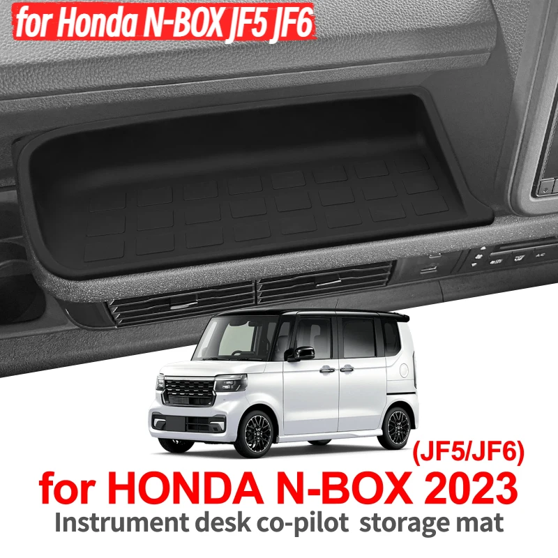 

for Honda N-BOX JF5 JF6 Car Copilot Storage Box Tray Pad Silicone Organizer Interior Accessories Tidying Black