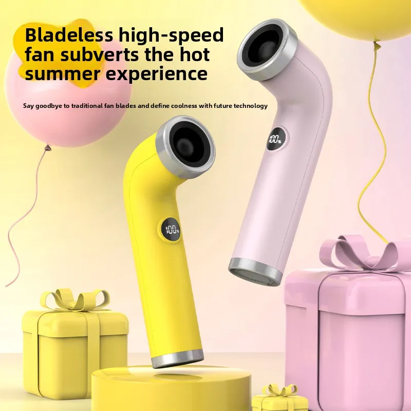

2026 new creative and fashionable bladeless high-speed turbine violent elbow handheld small fan hair dryer digital display