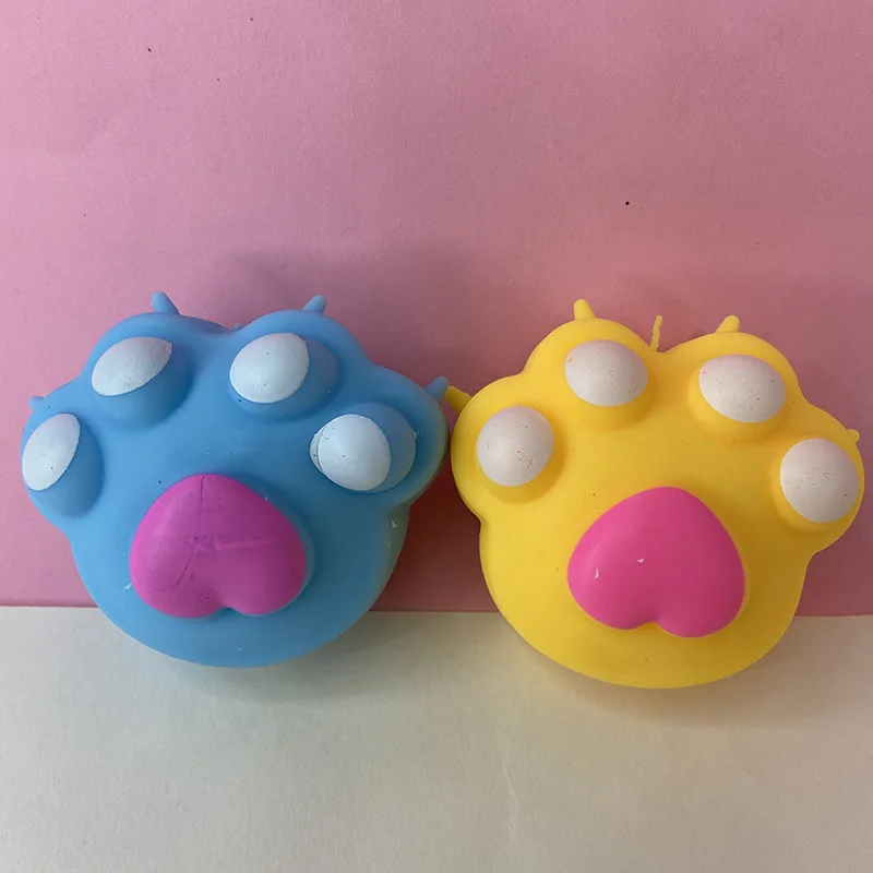 New Kids Squeeze Toy Solid Color Love Cat Claw Shape Fidget Kawaii TPR Animal Foot Decompression Adult Gift Toys