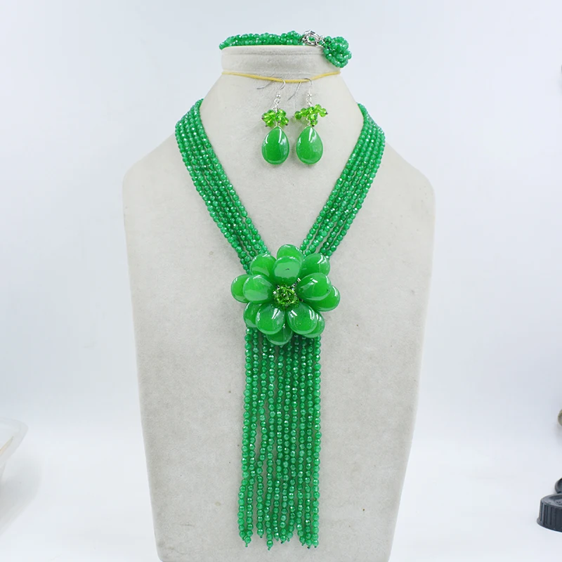 amazing style green crystal jewelry set for holiday!