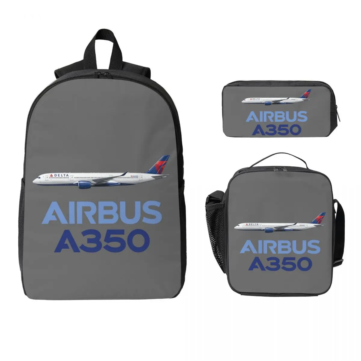 New Airbus Beluga A350 Backpack Student Boys Girls BookBag School Bag Computer Shoulder Bags 3ps Insulated Lunch Bag Pencil Case