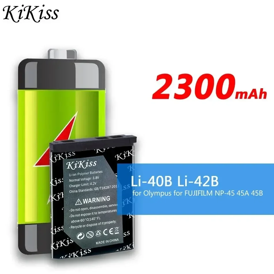 Li-40B Li-42B 2300mAh KiKiss Portable Battery for Olympus for FUJIFILM fuji NP-45 NP 45 NP45 NP 45A 45B 45S EN-EL10